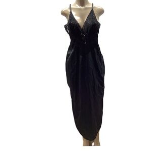 Black Satin & Lace Lingerie Dress Size S/M Made in Brazil